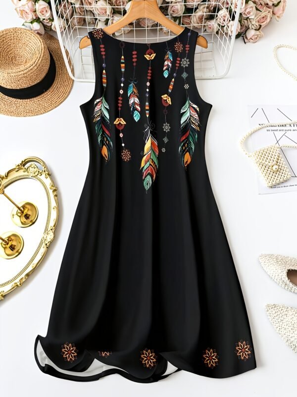 Self-pick-up Plus Size Women'S Floral Print V Neck Casual Sleeveless Dresses  Only Self-pickup Is Supported - Image 3