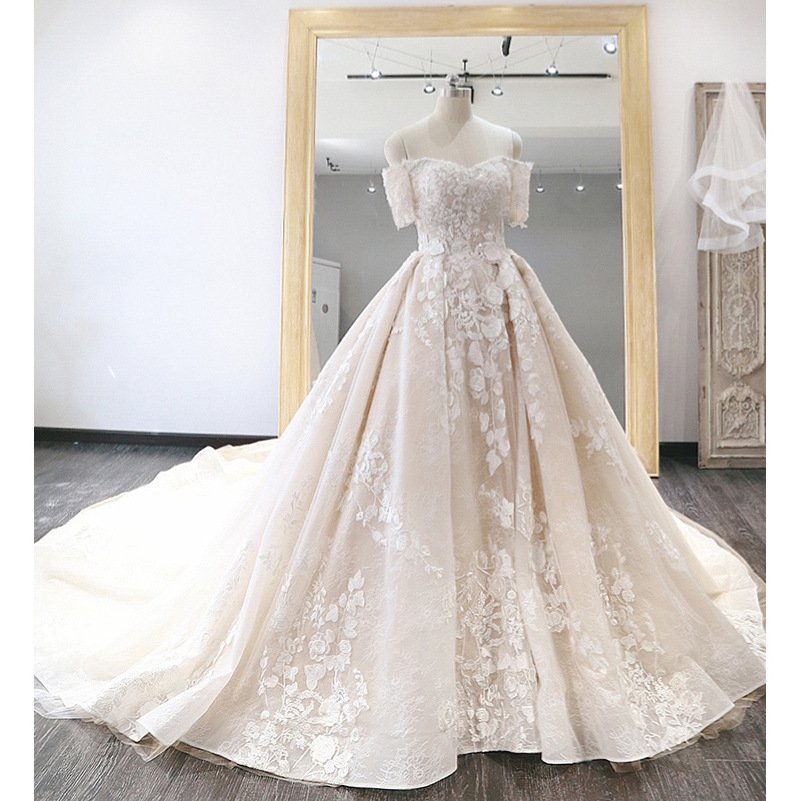 One shoulder heavy satin wedding dress - Image 5