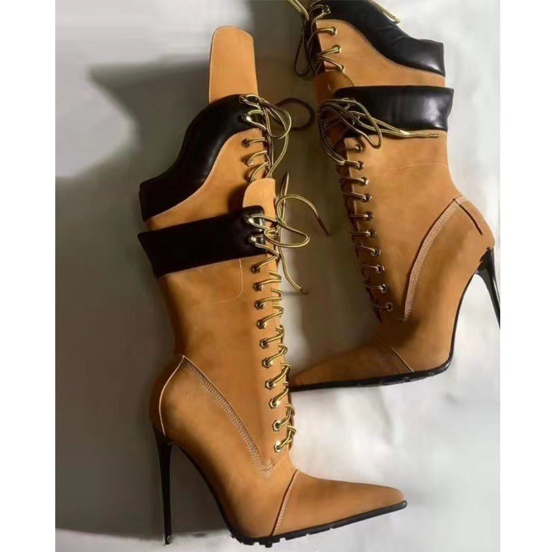 Women's Fashion Double-layer Lace-up Boots - Image 7