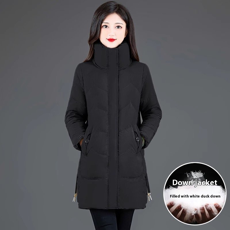 Loose Mid-length High Collar Warm Cotton Coat Jacket - Image 3