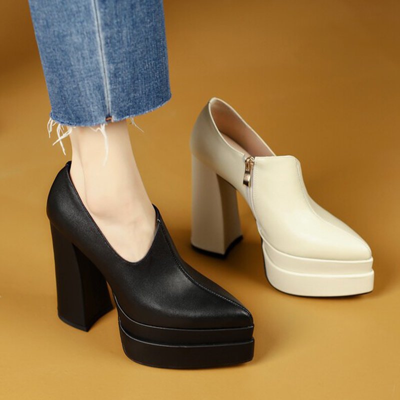 Women With Pointed Deep Cut High Heels - Image 5