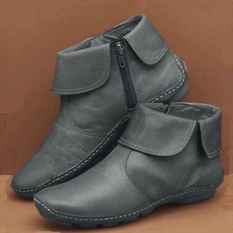 Ankle Boots Women Zipper Flat Shoes - Image 4
