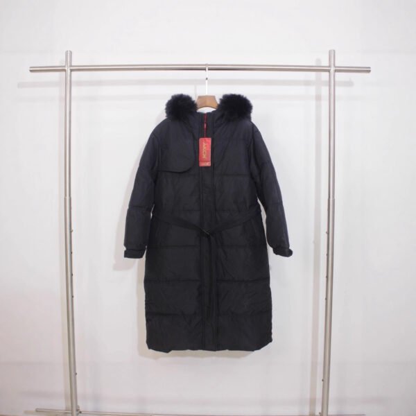 Over The Knee Hood Fur Collar Thickened Warm Cotton Coat - Image 2