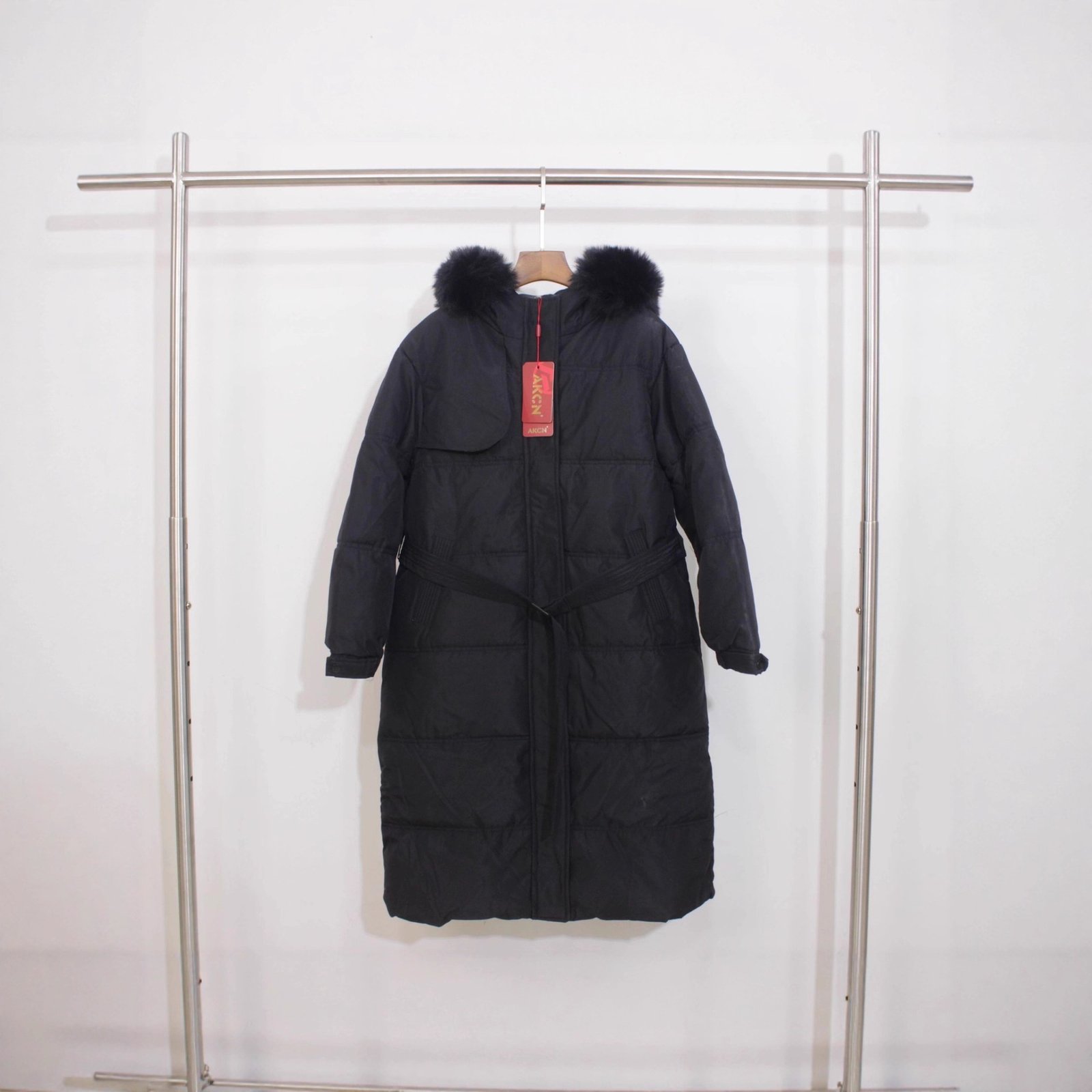 Over The Knee Hood Fur Collar Thickened Warm Cotton Coat - Image 2