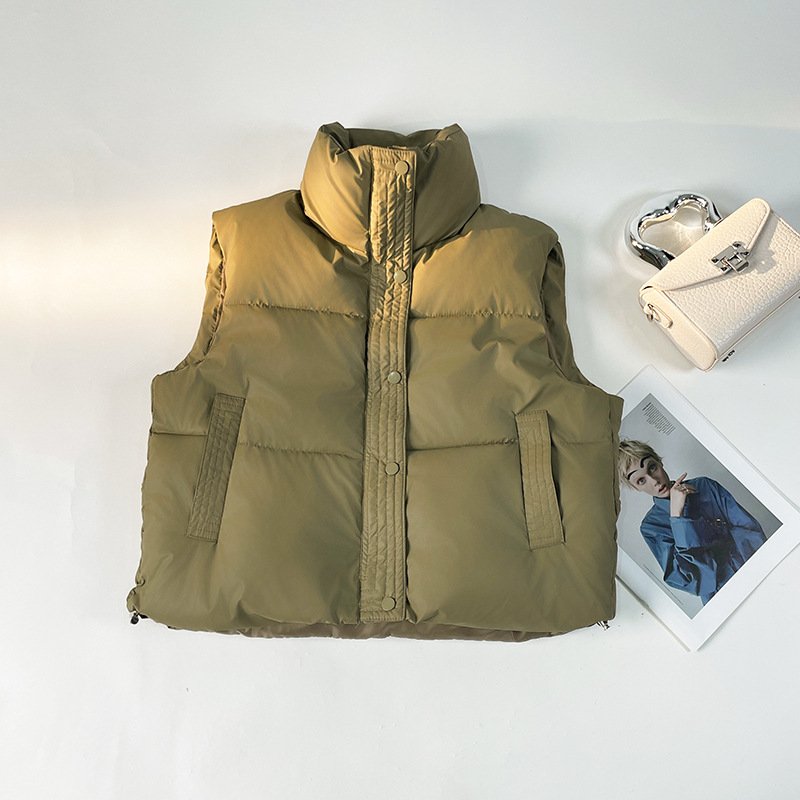 Women's Lambskin Vest Outer Wear High Waist Short Top