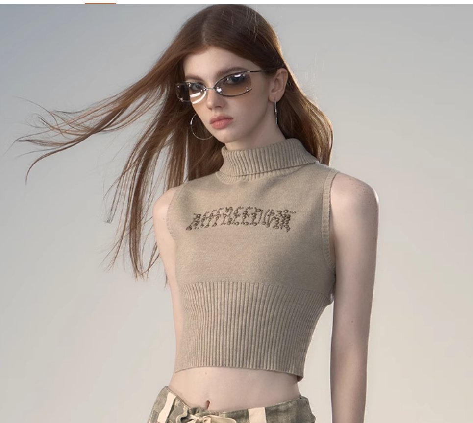 Retro Spicy Girl Letter Printed Knitted Sweater Vest - Image 9