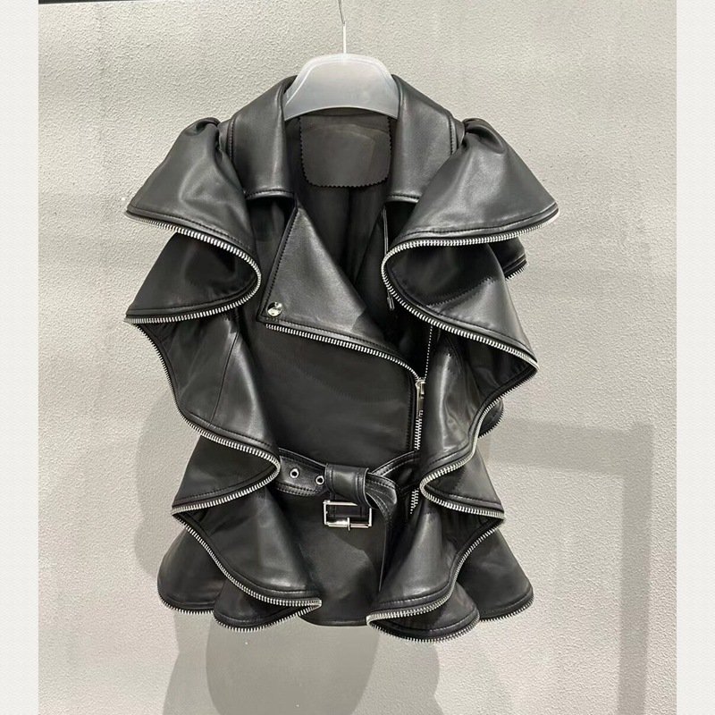 Sheepskin Leather Vest Heavy Work Sheepskin Coat - Image 3