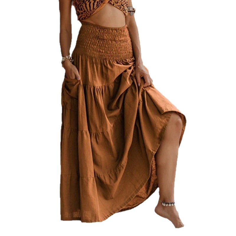 Casual Women Bohemian Loose Solid Skirt - Image 6