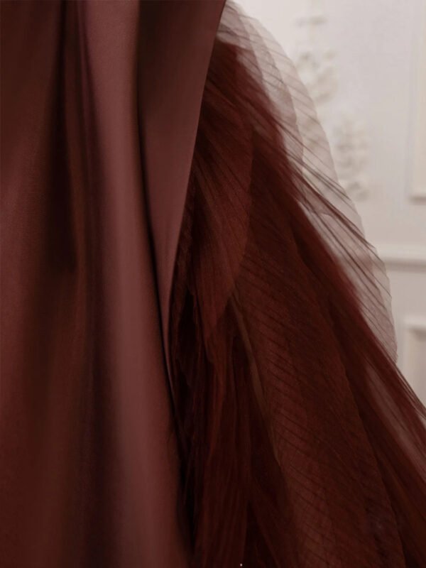 Skinny Banquet Evening With Bra Dresses Coffee Temperament Fluffy Skirt - Image 3