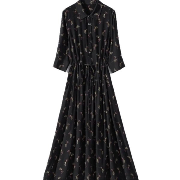 Floral Mid-length Shirt Silk Dress - Image 4