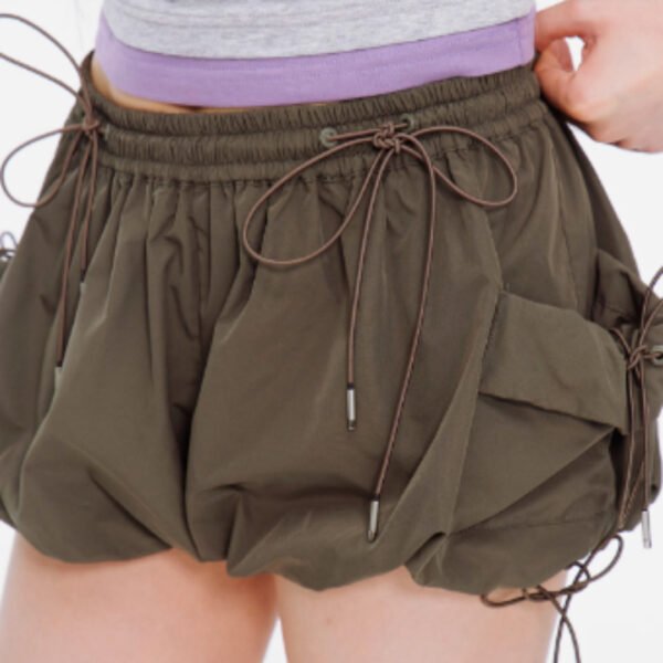 Lace Knot Elastic Design Shorts For Women - Image 7