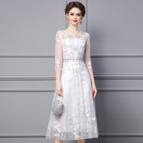 Women's Embroidered Beaded Long Dress - Image 5