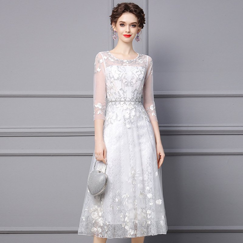 Women's Embroidered Beaded Long Dress - Image 5