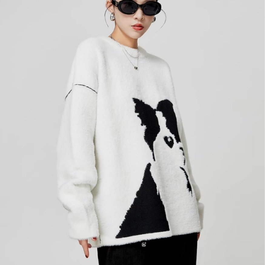 Loose Casual White Soft Glutinous Lazy Sweater - Image 2