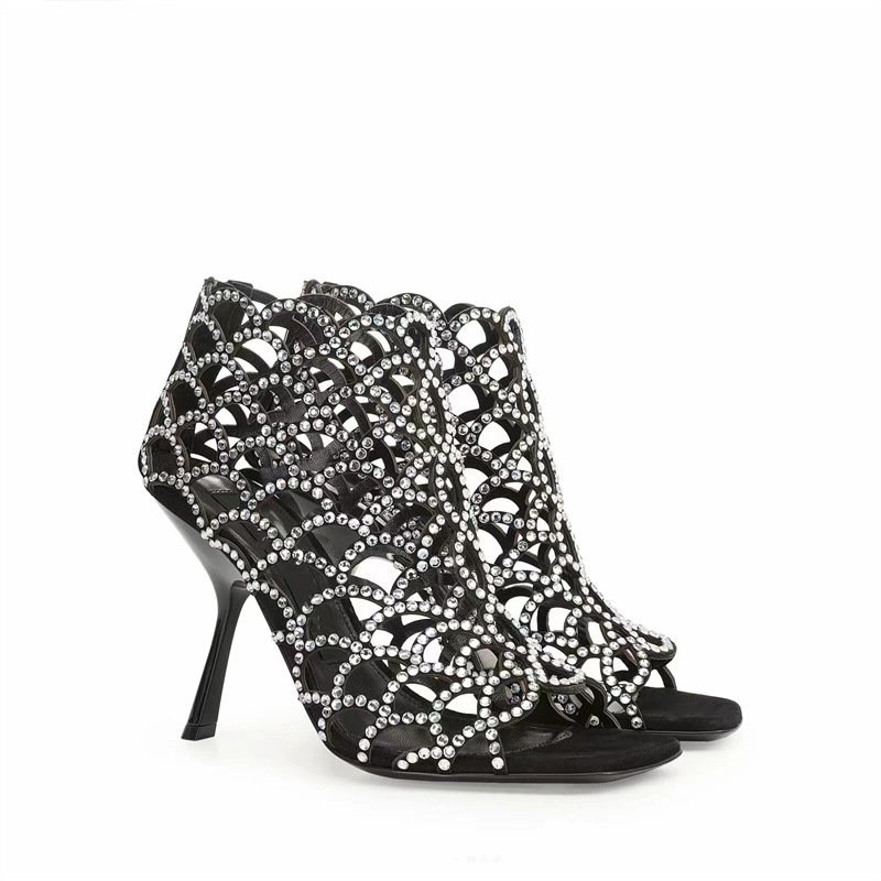 Women's Rhinestone Hollow High Heels