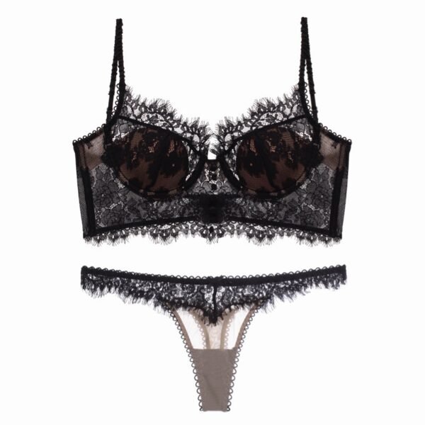 Women's French Thin Cotton Lace Bra Panties Set - Image 2