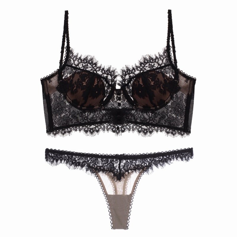 Women's French Thin Cotton Lace Bra Panties Set - Image 2