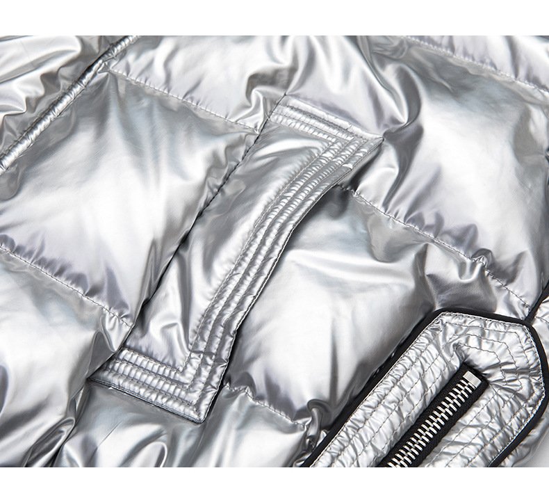 Couples Laser Glossy Thickened Loose Mid Length Down Jacket - Image 7