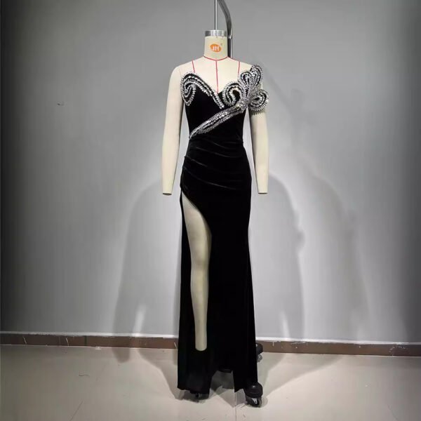 High-end Rhinestone High Slit Dress - Image 6