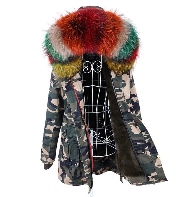 New Big Natural Real Raccoon Fur Collar Coat Luxu - Image 8