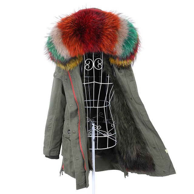 New Big Natural Real Raccoon Fur Collar Coat Luxu - Image 4