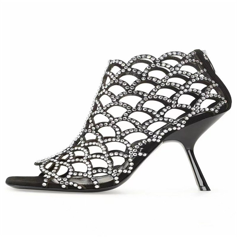 Women's Rhinestone Hollow High Heels - Image 9