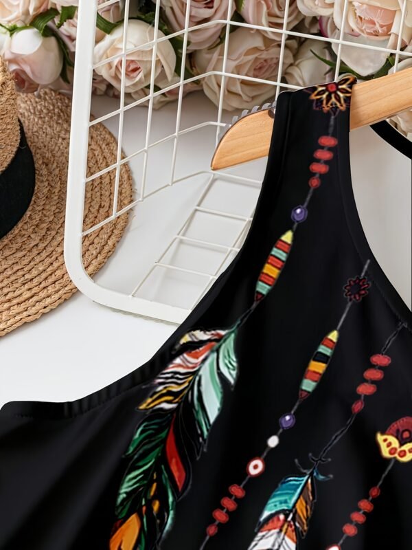 Self-pick-up Plus Size Women'S Floral Print V Neck Casual Sleeveless Dresses  Only Self-pickup Is Supported - Image 4
