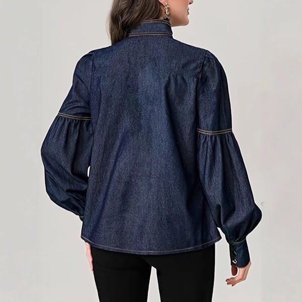 Women's Fashion Bowknot Design Turtleneck Shirt - Image 6