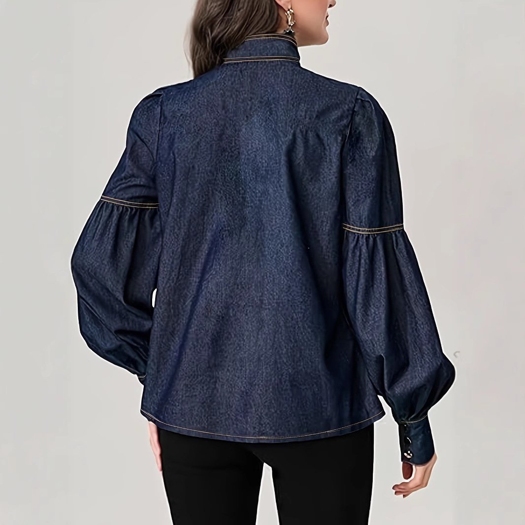 Women's Fashion Bowknot Design Turtleneck Shirt - Image 6