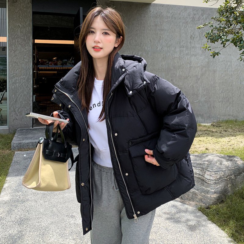 Women's White Duck Down Korean Style Slimming Hooded Thick Down Jacket - Image 2