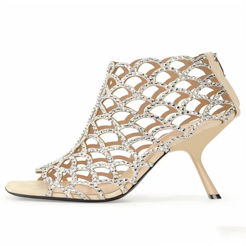 Women's Rhinestone Hollow High Heels - Image 3