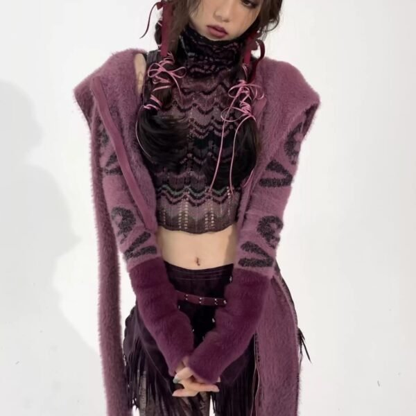 New Women's Skull Imitated Mink Wool Coat - Image 2