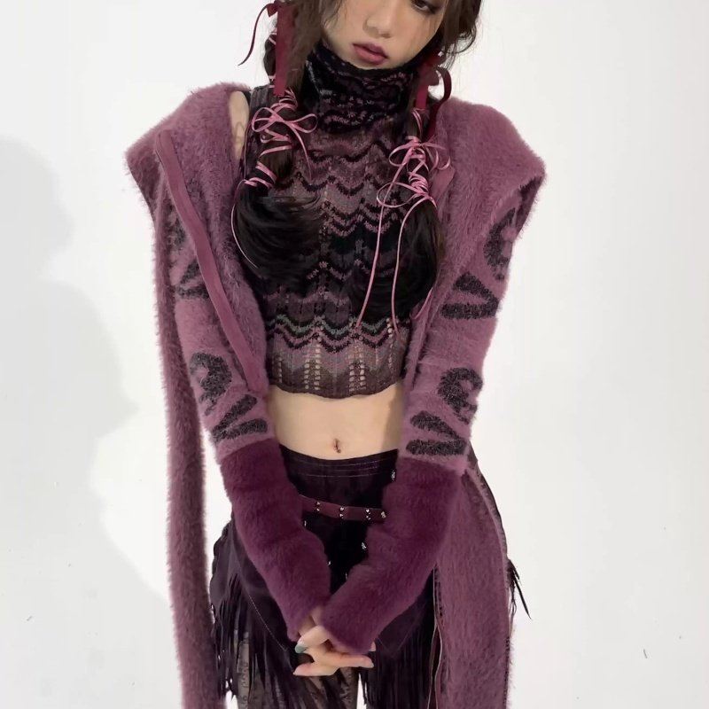 New Women's Skull Imitated Mink Wool Coat - Image 2