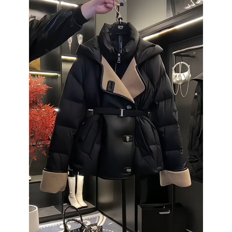 Women's Fashion Black Pure Cotton Coat - Image 6