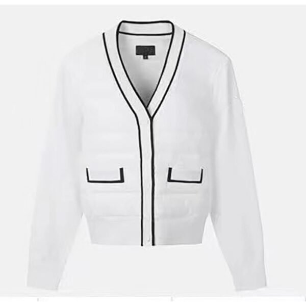 Black And White Simple Fashionable Knitted Coat - Image 5