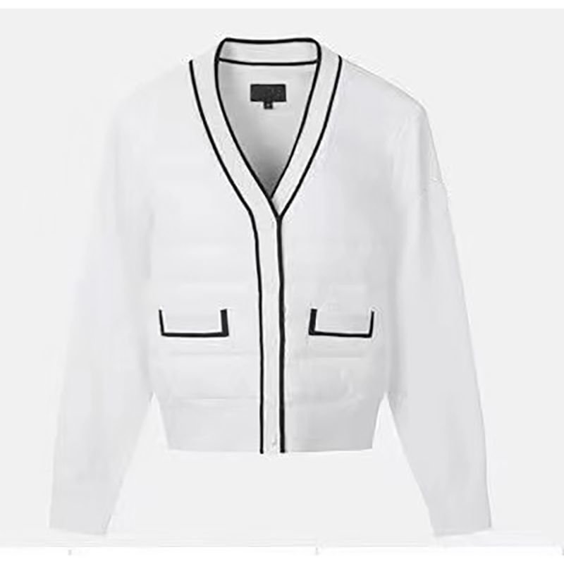 Black And White Simple Fashionable Knitted Coat - Image 5