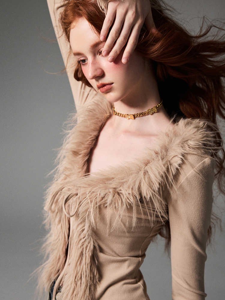 Woolen Sweater V-neck Lace Up Cardigan Long-sleeved Top - Image 6