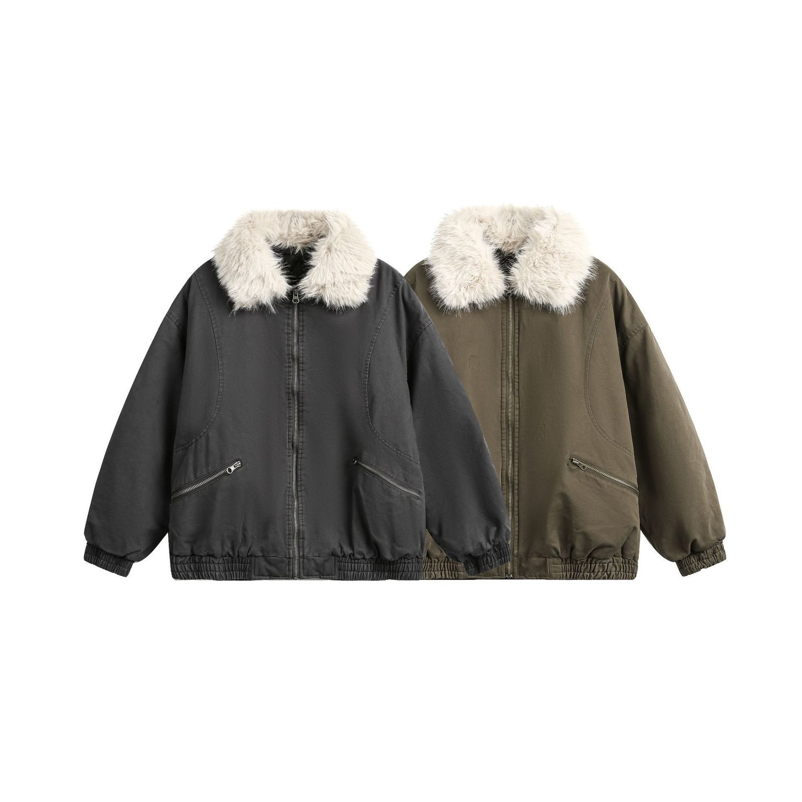 New Winter Cotton Dress Coat Detachable Fur Collar - Image 5