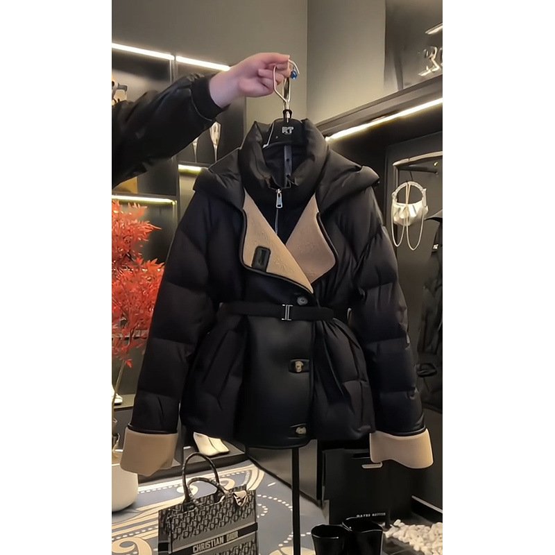 Women's Fashion Black Pure Cotton Coat - Image 3