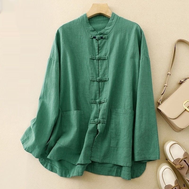 New Loose Ramie Chinese Shirt For Women - Image 2