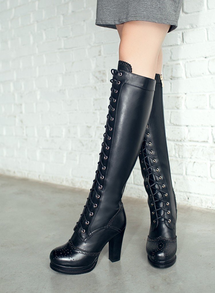 Chunky Heel Strap High Tube Women's High Heels - Image 4