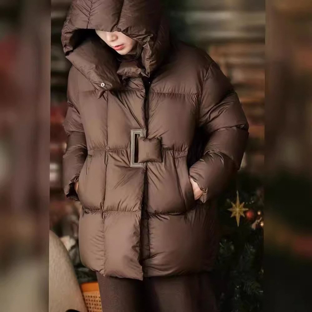 Short Hooded Double Zipper White Duck Down Lightweight Down Warm Jacket - Image 3