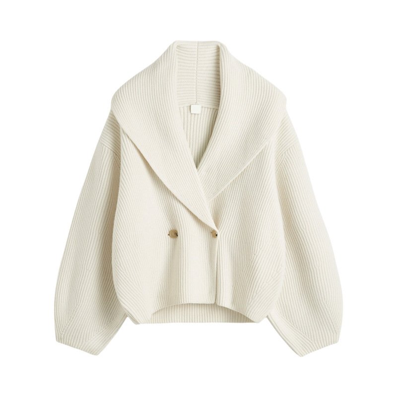 Women's Simple Loose Cardigan With Curved Collar - Image 5