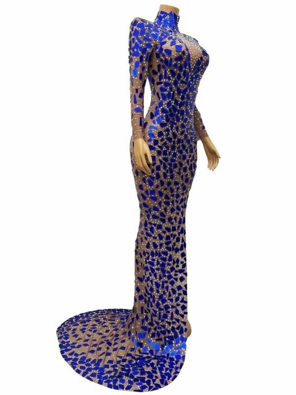 Performance Costume Sexy Elegant Turtleneck Blue Lens Dress Banquet Dress - Image 6