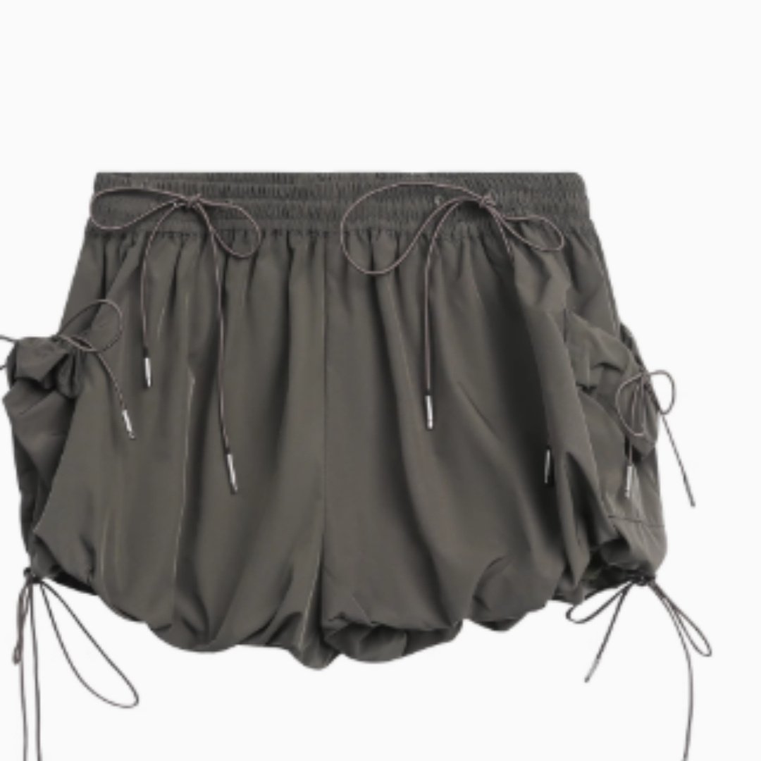 Lace Knot Elastic Design Shorts For Women - Image 4