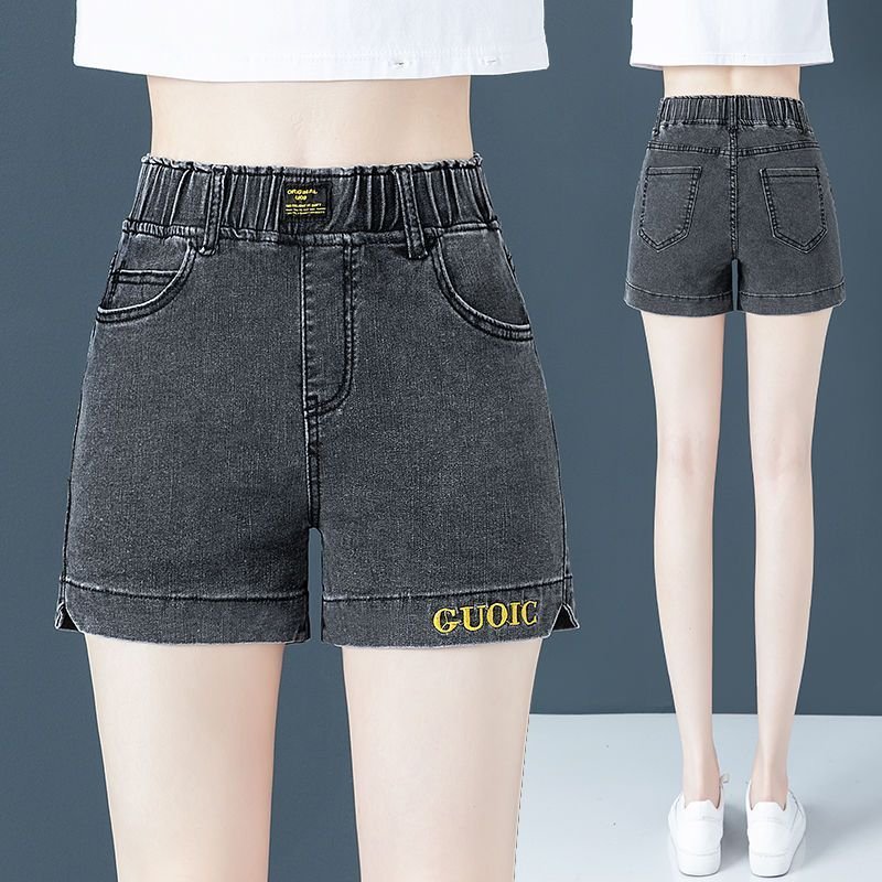 High Waist Denim Shorts Women Elastic Wide Leg - Image 2