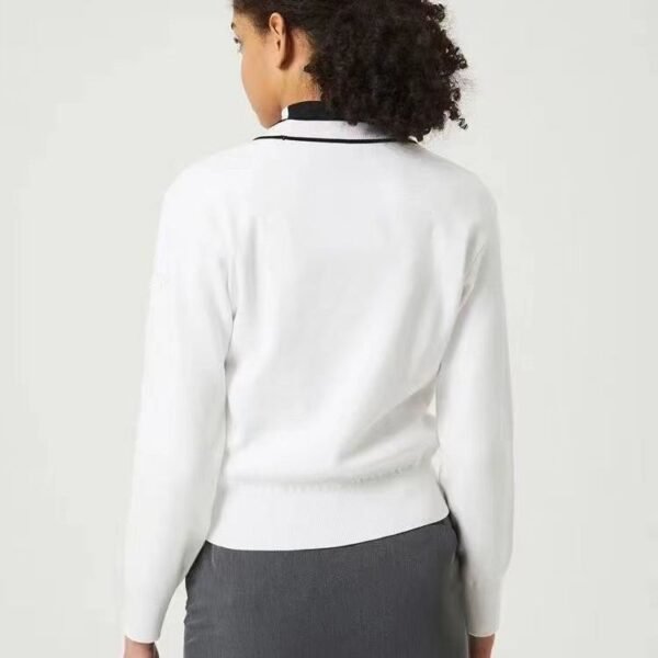 Black And White Simple Fashionable Knitted Coat - Image 3