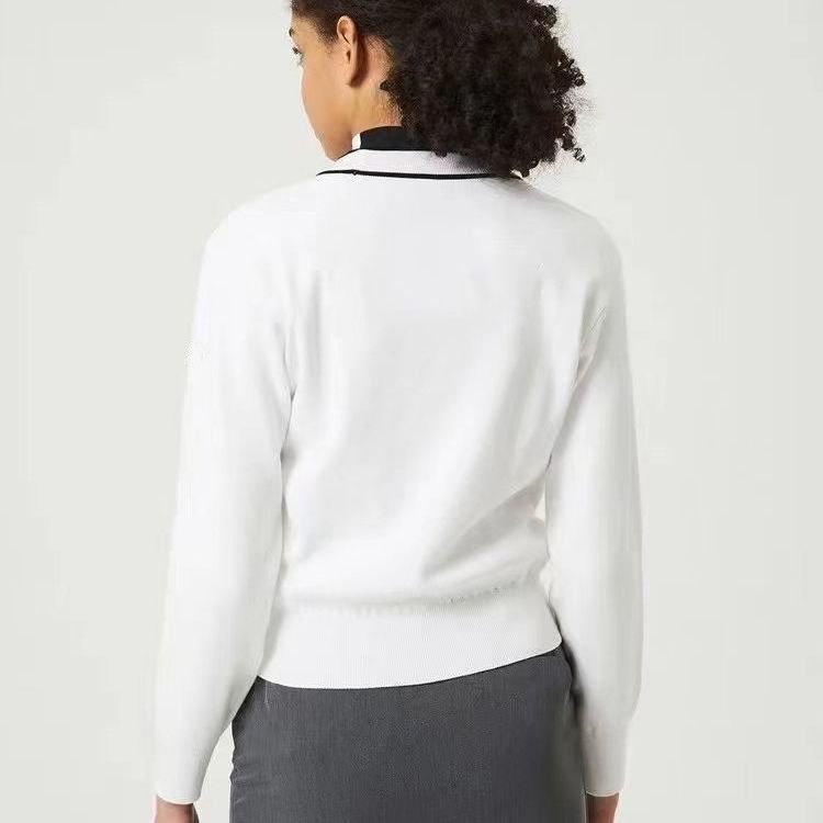 Black And White Simple Fashionable Knitted Coat - Image 3