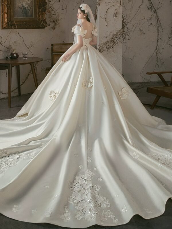 New Bride Vintage Satin Wedding Dress - Image 2