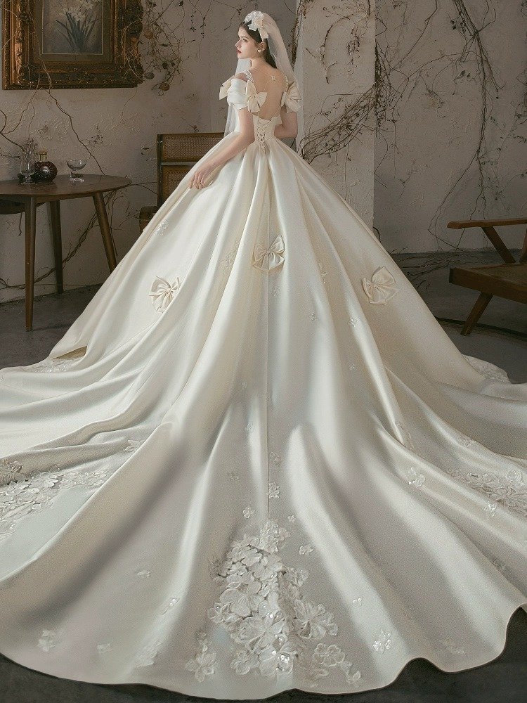 New Bride Vintage Satin Wedding Dress - Image 2
